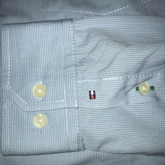 Tommy Hilfiger Button Down Shirt Mens Size XL Light Blue Check Plaid LS Casual - Picture 4 of 6